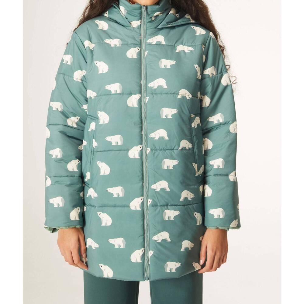 NEW COMPANIA FANTASTICA polar bear print coat in green